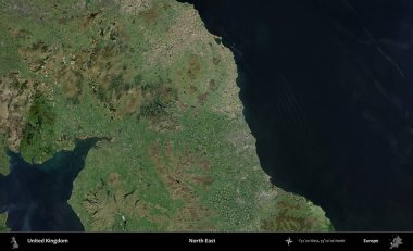 Kuzeydoğu. Birleşik Krallık 'ın idari alanı bir uydu görüntüsü üzerinde