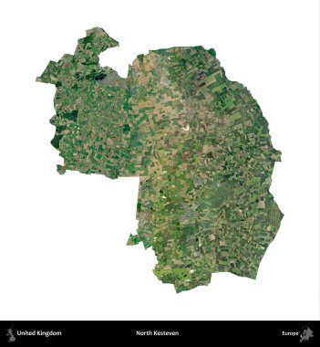 Kuzey Kesteven. Birleşik Krallık 'ın idari alanı uydudan beyaza izole edildi.