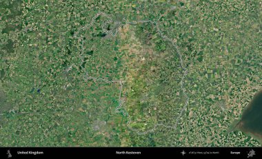 Kuzey Kesteven. Birleşik Krallık 'ın idari bölgesini A uydusundan gösteren bir görüntü.