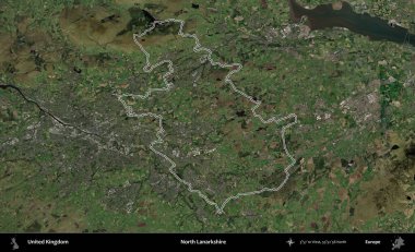 Kuzey Lanarkshire. Birleşik Krallık 'ın idari bölgesini A uydusundan gösteren bir görüntü.