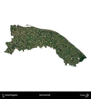 Kuzey Norfolk. Birleşik Krallık 'ın idari alanı uydudan beyaza izole edildi.