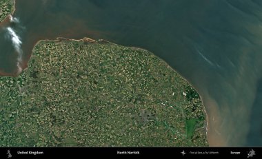 Kuzey Norfolk. Birleşik Krallık 'ın idari alanı bir uydu görüntüsü üzerinde