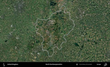 Kuzey Northamptonshire. Birleşik Krallık 'ın idari bölgesini A uydusundan gösteren bir görüntü.