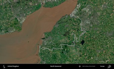 Kuzey Somerset. Birleşik Krallık 'ın idari bölgesini A uydusundan gösteren bir görüntü.