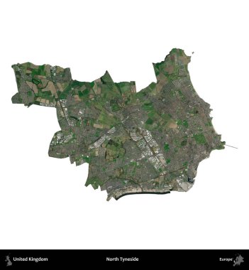 Kuzey Tyneside. Birleşik Krallık 'ın idari alanı uydudan beyaza izole edildi.