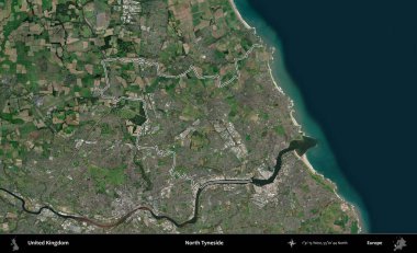 Kuzey Tyneside. Birleşik Krallık 'ın idari bölgesini A uydusundan gösteren bir görüntü.