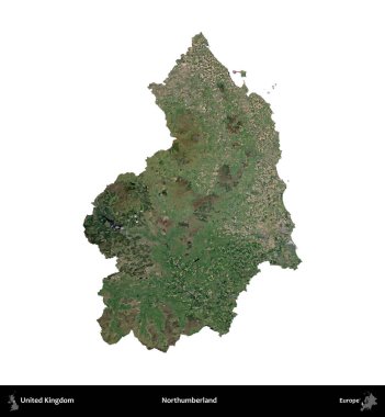 Northumberland 'de. Birleşik Krallık 'ın idari alanı uydudan beyaza izole edildi.