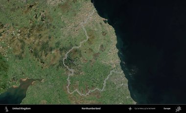 Northumberland 'de. Birleşik Krallık 'ın idari bölgesini A uydusundan gösteren bir görüntü.