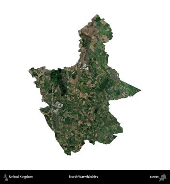Kuzey Warwickshire. Birleşik Krallık 'ın idari alanı uydudan beyaza izole edildi.