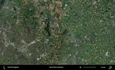 Kuzey Warwickshire. Birleşik Krallık 'ın idari alanı bir uydu görüntüsü üzerinde