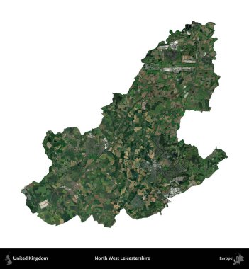 Kuzey Batı Leicestershire. Birleşik Krallık 'ın idari alanı uydudan beyaza izole edildi.