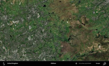 Oldham. Birleşik Krallık 'ın idari alanı bir uydu görüntüsü üzerinde