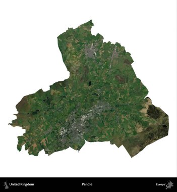 Pendle. Birleşik Krallık 'ın idari alanı uydudan beyaza izole edildi.