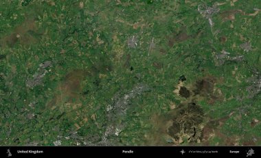Pendle. Birleşik Krallık 'ın idari alanı bir uydu görüntüsü üzerinde