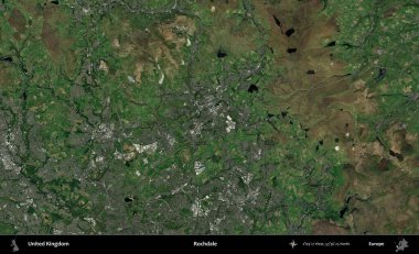 Rochdale 'de. Birleşik Krallık 'ın idari alanı bir uydu görüntüsü üzerinde