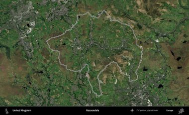 Rossendale 'de. Birleşik Krallık 'ın idari bölgesini A uydusundan gösteren bir görüntü.