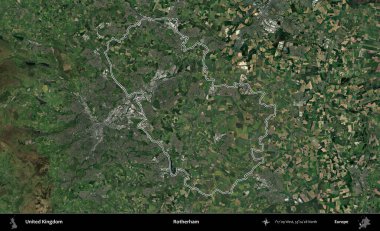 Rotherham. Birleşik Krallık 'ın idari bölgesini A uydusundan gösteren bir görüntü.