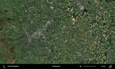 Rotherham. Birleşik Krallık 'ın idari alanı bir uydu görüntüsü üzerinde