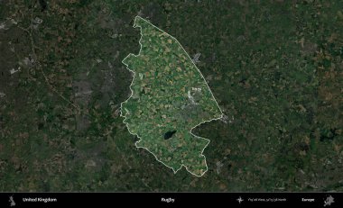 Ragbi. Birleşik Krallık 'ın idari alanı karartılmış bir uydu üzerinde vurgulanmış ve özetlenmiştir.