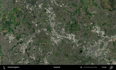 Sandwell. Birleşik Krallık 'ın idari alanı bir uydu görüntüsü üzerinde