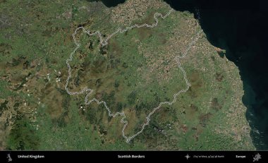 İskoç Sınırı. Birleşik Krallık 'ın idari bölgesini A uydusundan gösteren bir görüntü.