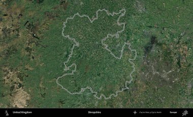 Shropshire 'da. Birleşik Krallık 'ın idari bölgesini A uydusundan gösteren bir görüntü.