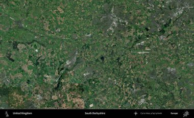 Güney Derbyshire. Birleşik Krallık 'ın idari alanı bir uydu görüntüsü üzerinde