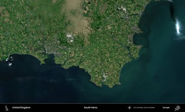 South Hams 'da. Birleşik Krallık 'ın idari alanı bir uydu görüntüsü üzerinde