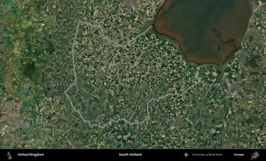 Güney Hollanda. Birleşik Krallık 'ın idari bölgesini A uydusundan gösteren bir görüntü.