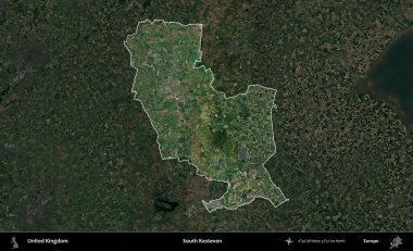 Güney Kesteven. Birleşik Krallık 'ın idari alanı karartılmış bir uydu üzerinde vurgulanmış ve özetlenmiştir.