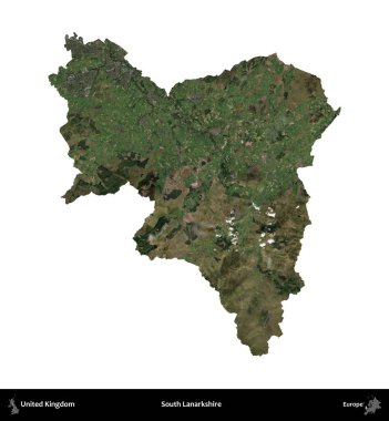 Güney Lanarkshire. Birleşik Krallık 'ın idari alanı uydudan beyaza izole edildi.