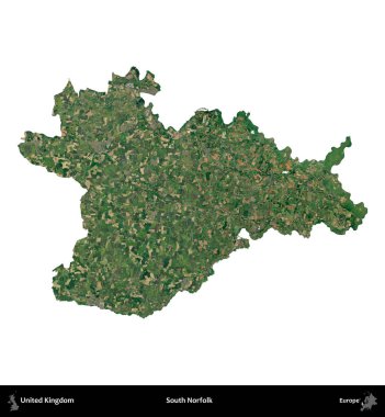 Güney Norfolk. Birleşik Krallık 'ın idari alanı uydudan beyaza izole edildi.