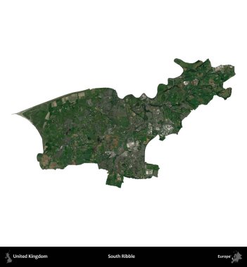 Güney Ribble. Birleşik Krallık 'ın idari alanı uydudan beyaza izole edildi.