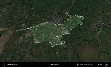 Güney Ribble. Birleşik Krallık 'ın idari alanı karartılmış bir uydu üzerinde vurgulanmış ve özetlenmiştir.