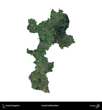 Güney Staffordshire. Birleşik Krallık 'ın idari alanı uydudan beyaza izole edildi.
