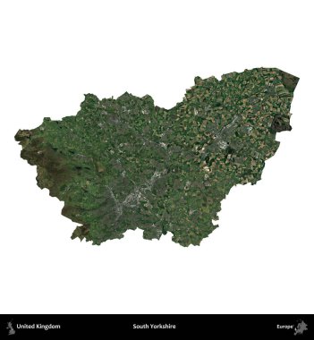 Güney Yorkshire. Birleşik Krallık 'ın idari alanı uydudan beyaza izole edildi.