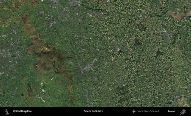 Güney Yorkshire. Birleşik Krallık 'ın idari alanı bir uydu görüntüsü üzerinde