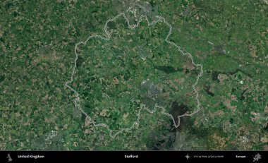 Stafford. Birleşik Krallık 'ın idari bölgesini A uydusundan gösteren bir görüntü.