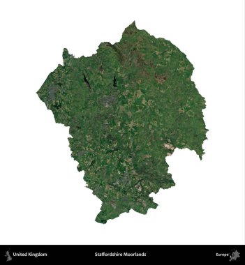 Staffordshire bozkırları. Birleşik Krallık 'ın idari alanı uydudan beyaza izole edildi.