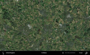 Aziz Albans. Birleşik Krallık 'ın idari alanı bir uydu görüntüsü üzerinde