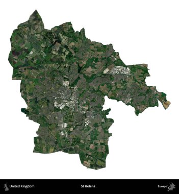 Aziz Helens. Birleşik Krallık 'ın idari alanı uydudan beyaza izole edildi.