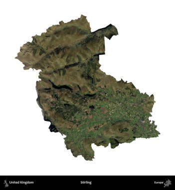 Stirling. Birleşik Krallık 'ın idari alanı uydudan beyaza izole edildi.