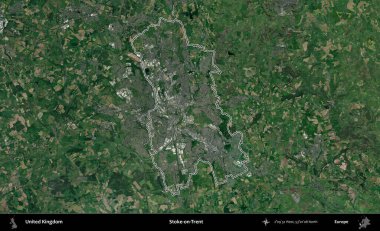 Stoke-on-Trent. Birleşik Krallık 'ın idari bölgesini A uydusundan gösteren bir görüntü.