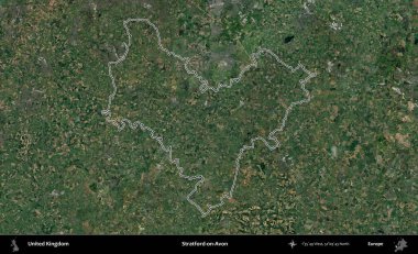 Stratford-on-Avon. Birleşik Krallık 'ın idari bölgesini A uydusundan gösteren bir görüntü.