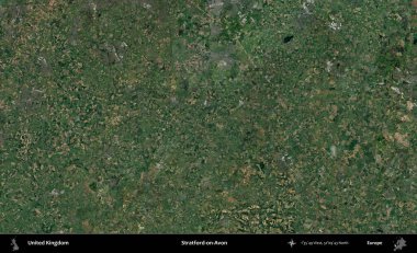 Stratford-on-Avon. Birleşik Krallık 'ın idari alanı bir uydu görüntüsü üzerinde