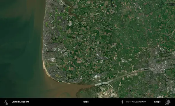 Fylde. Birleşik Krallık 'ın idari alanı bir uydu görüntüsü üzerinde