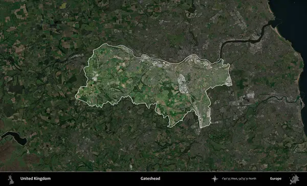 Kapıbaşı. Birleşik Krallık 'ın idari alanı karartılmış bir uydu üzerinde vurgulanmış ve özetlenmiştir.