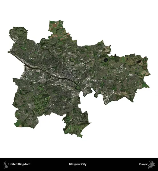 Glasgow Şehri. Birleşik Krallık 'ın idari alanı uydudan beyaza izole edildi.