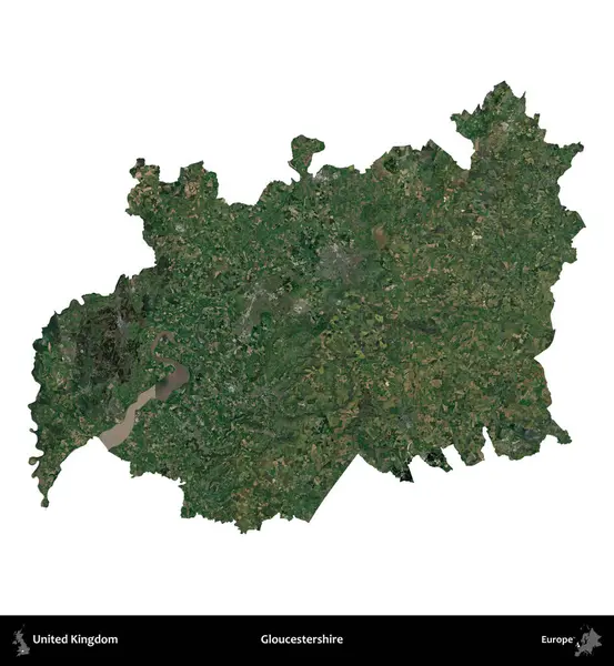 Gloucestershire 'da. Birleşik Krallık 'ın idari alanı uydudan beyaza izole edildi.