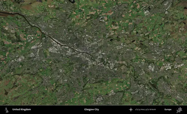 Glasgow Şehri. Birleşik Krallık 'ın idari alanı bir uydu görüntüsü üzerinde